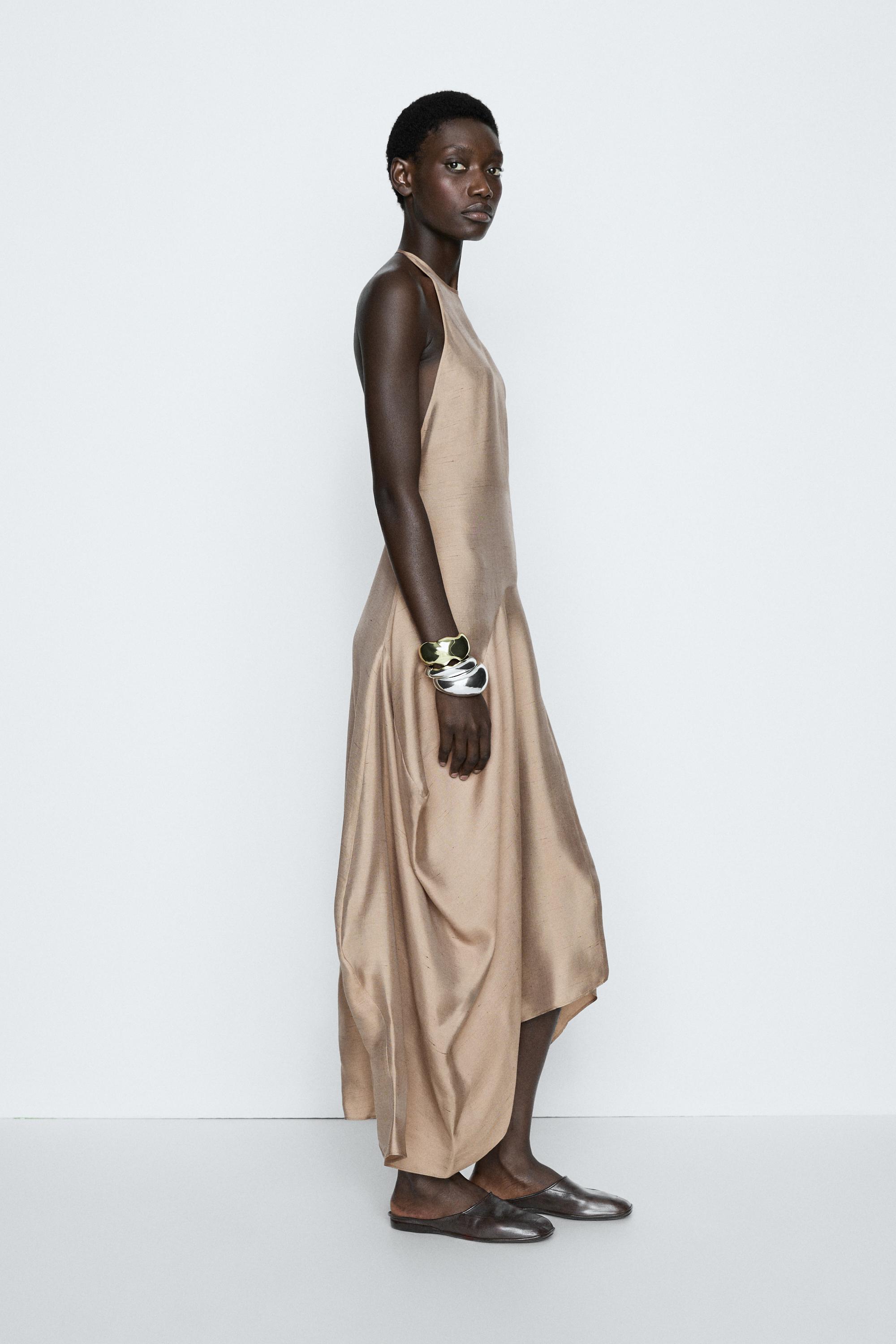 Satin halter flowing dress - STUDIO